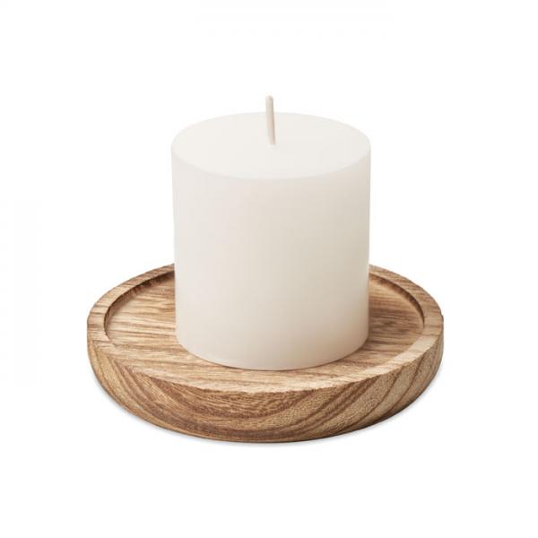 PENTAS decorative candle with wooden base