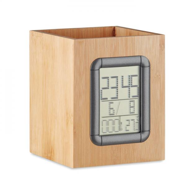 MANILA Bamboo Pen Holder with Calendar & Thermometer