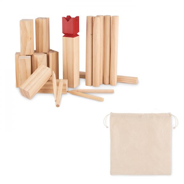 Pine wood throwing game with drawstring bag - 34.3x34 cm