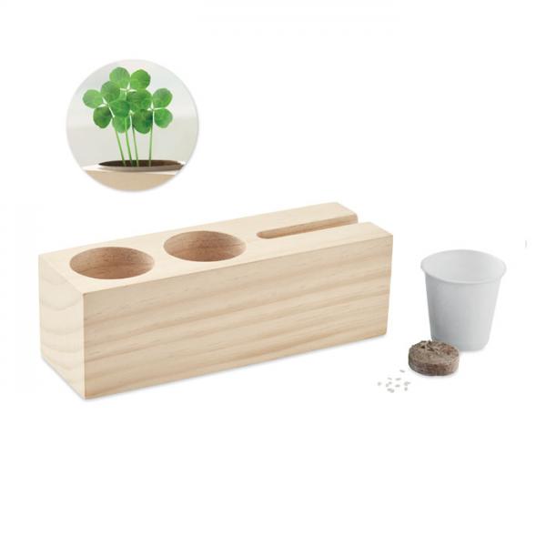 THILA wooden desk stand with pen and phone holder