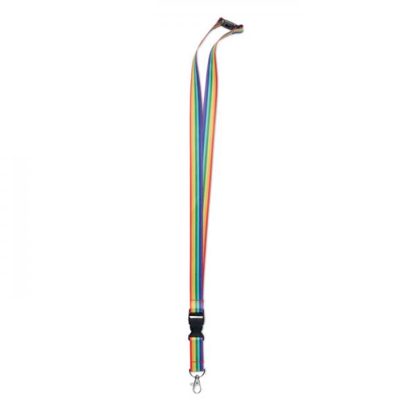 RAINBOW RPET lanyard with metal hook and buckle