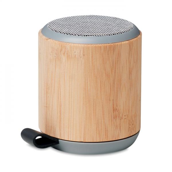 Безжична Bluetooth тонколонка RUGLI с бамбукова обвивка и PU каишка