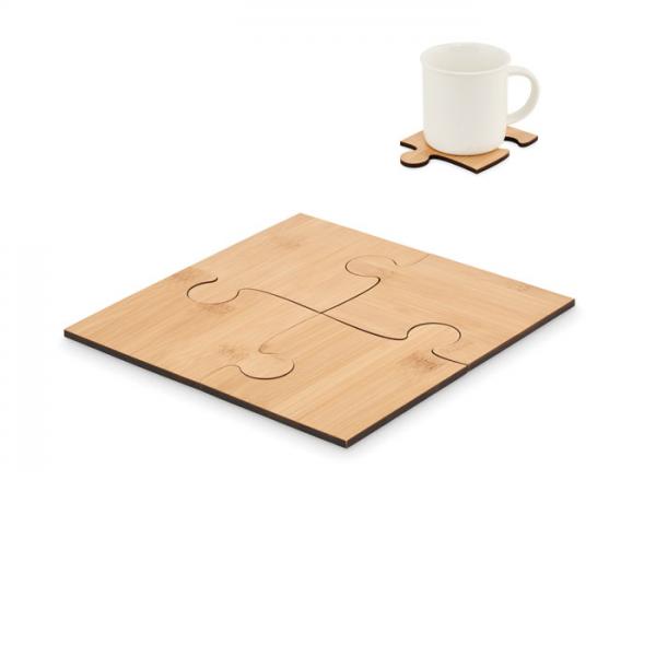 LEPY Set of 4 Bamboo Puzzle Coasters – Multifunctional and Stylish