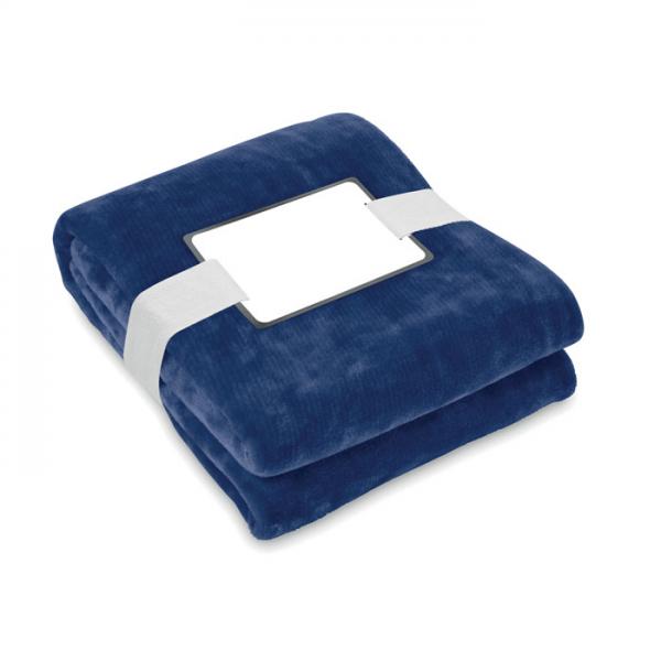 LOGAN RPET Fleece Blanket 280 gr/m² with Ribbon and Print Card – 120x150 cm