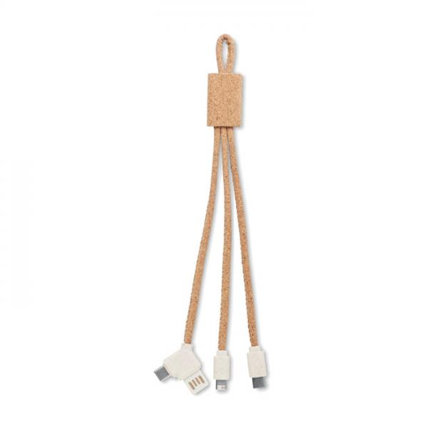 3 in 1 Cork Charging Cable with Type A and C Input and Three Outputs - CABIE