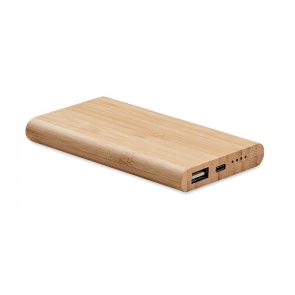 4000 mAh Bamboo Power Bank with Type-C and LED Indicator - ARENAPOWER C