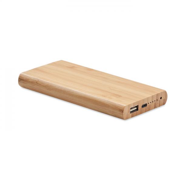 6000 mAh Bamboo Power Bank with Wireless Charging and Type-C - ARENA C