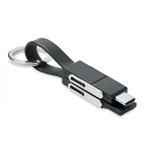 Keychain with 4 in 1 Charging Cable - Type-C, Type-A, and Micro USB - KEY C