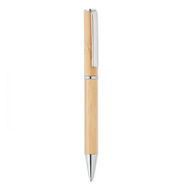 Bamboo Twist Ball Pen with Metal Fitting and Blue Ink - NAIRA
