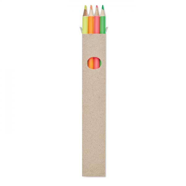 BOWY - Set of 4 Color Highlighter Pencils in Kraft Box for Office and School