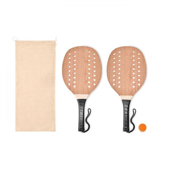 PALAS - Rosewood Beach Tennis Set with Paddles and Cotton Bag