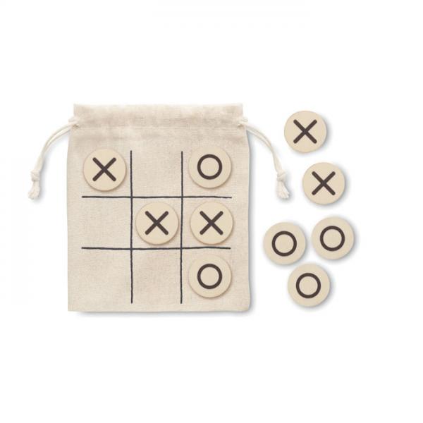 Wooden Tic Tac Toe in cotton pouch - 13x14.9 cm