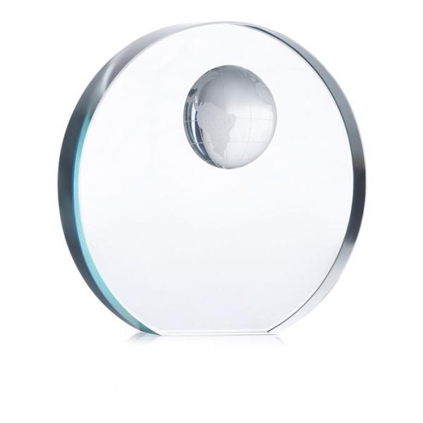 MONDAL - Elegant Round Glass Trophy with Relief Globe