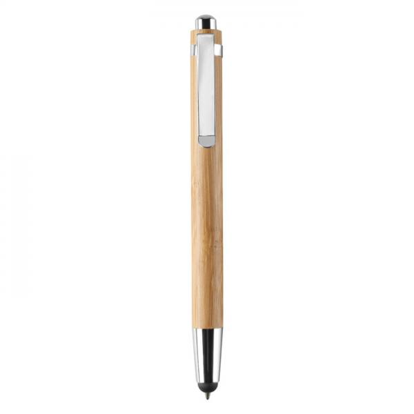BYRON - Bamboo Ball Pen with Stylus and Chrome Fitting, Blue Ink