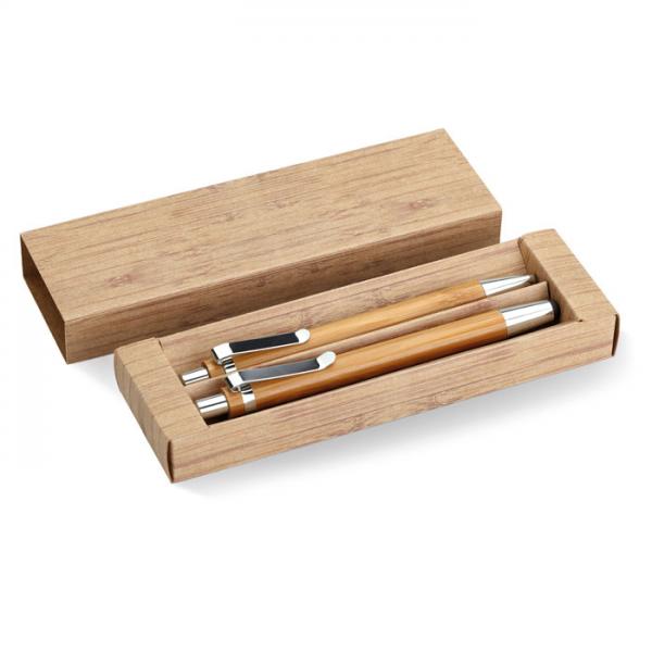 BAMBOOSET bamboo pen and pencil set in eco-friendly paper box