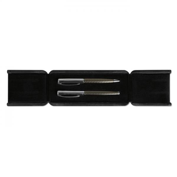 DERRICK pen set in gift box - brass twist pen and rollerball, blue/black ink
