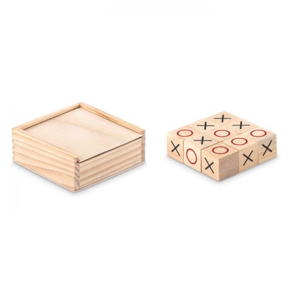 Wooden tic tac toe game set - 7x7x2.5 cm