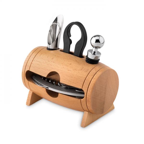 Bota wooden stand with 4 wine accessories