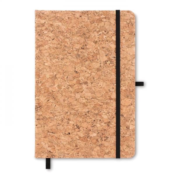 SUBER - A5 Notebook with Hard Cork Cover, 192 Pages, Elastic Closure Strap