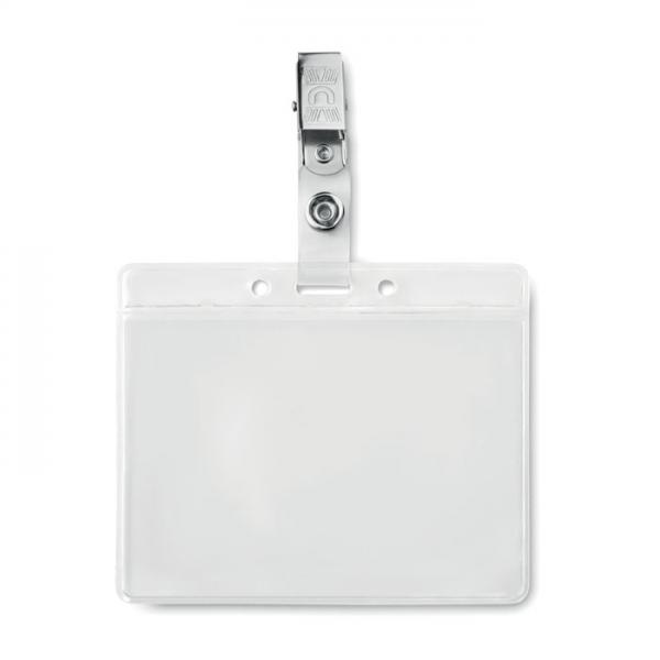 CLIPBADGE - PVC Badge Holder with Metal Clip, 9.5x8 cm, for ID Cards and Badges