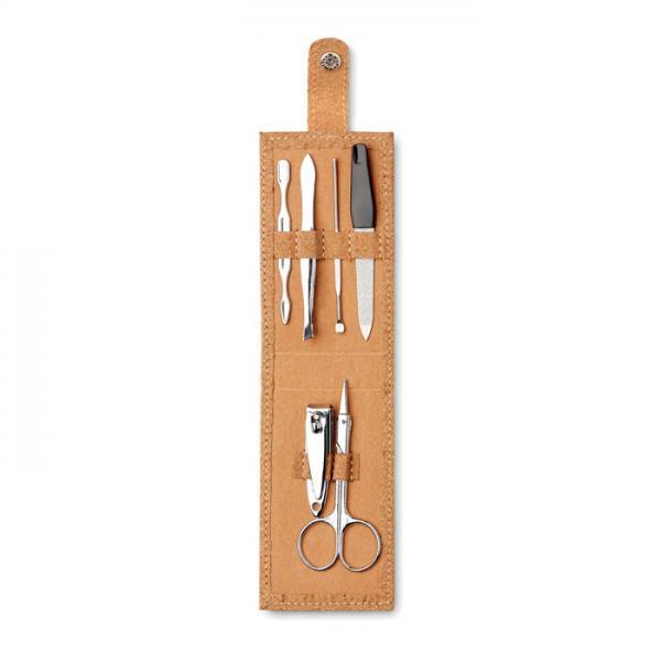 NAILKIT CORK - Маникюрен комплект с 6 части в коркова чантичка – неръждаема стомана