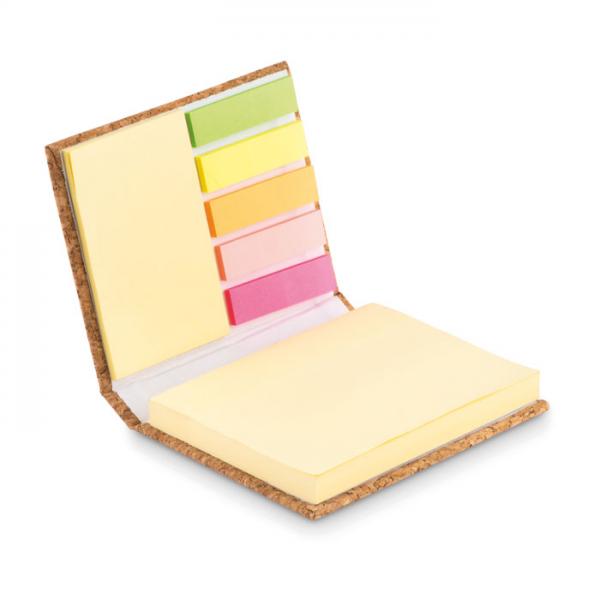 VISIONCORK - Cork-Covered Sticky Note Memo Pad with Assorted Page Markers