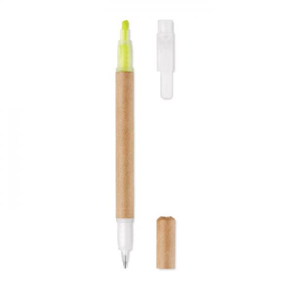 DUO PAPER - 2 in 1 Recycled Carton Ball Pen and Highlighter