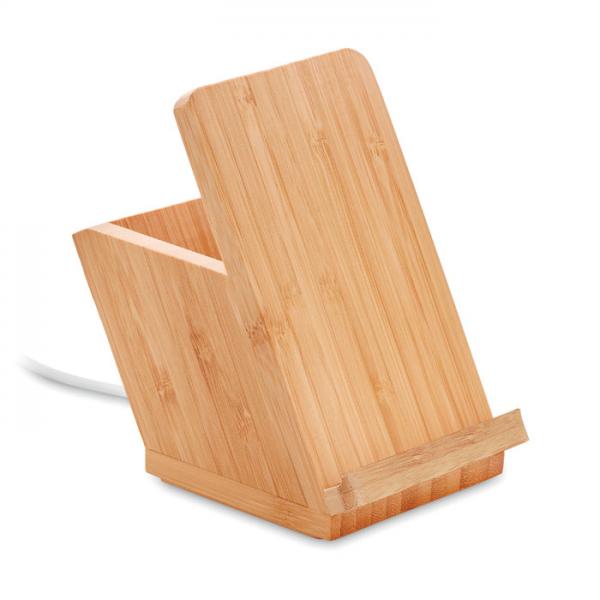 BAICOI - Wireless Charger with Stand and Pen Holder - Bamboo Casing
