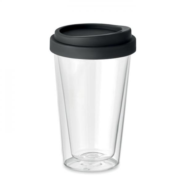 BIELO TUMBLER - Стъклена чаша с двойна стена и силиконов капак, 350 мл