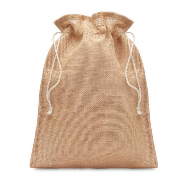 JUTE SMALL - Small Jute Gift Bag with Draw Cord Closure, 14x22cm