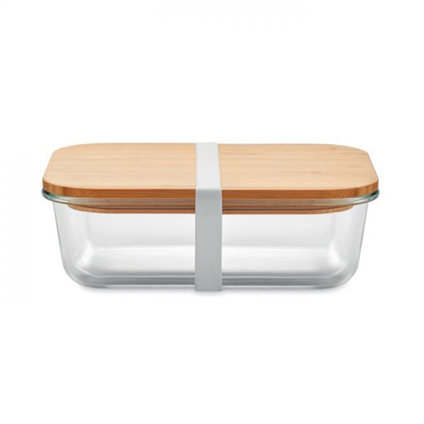 Tundra glass lunchbox with bamboo lid and silicone band