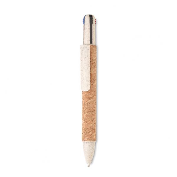 ARBOCHO – push button 4-colour ink ball pen with cork barrel