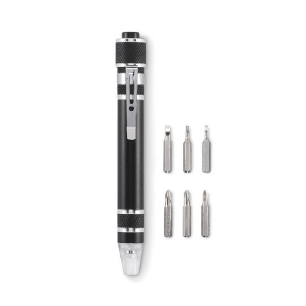 TUBULAR - Recycled Aluminium Multi-Tool with LED Torch and Screwdrivers