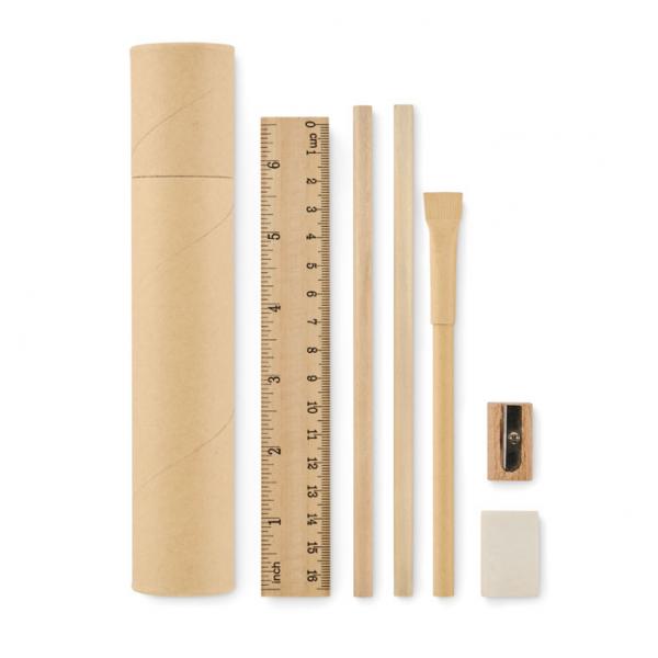 MEJU Set – Pencils, Pen, Eraser, and Sharpener in Paper Tube Box