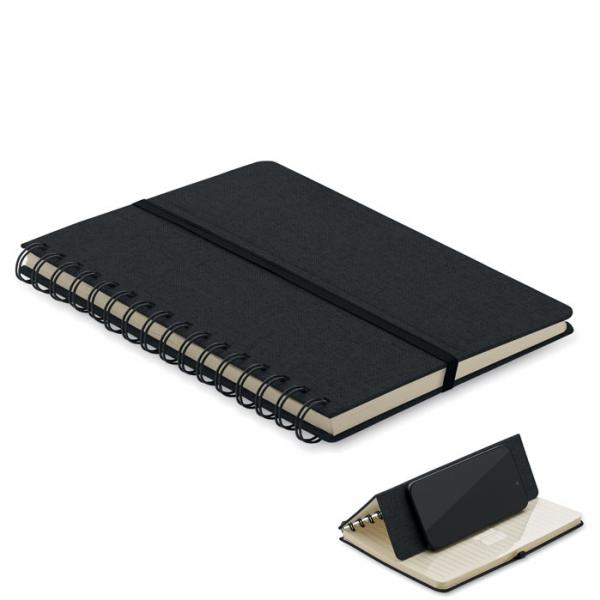 STRATA A5 notebook with RPET hard cover and smartphone stand