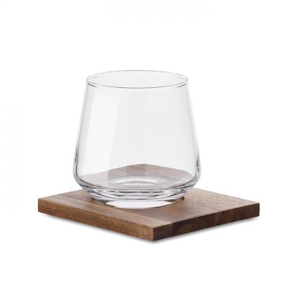 DRINKS Short Drink Glass with Acacia Coaster